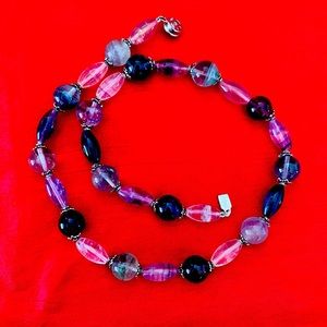 (#42) NWOT Fluorite & Siamese Fresh Water Pearl Necklace with 925 Silver Clasp